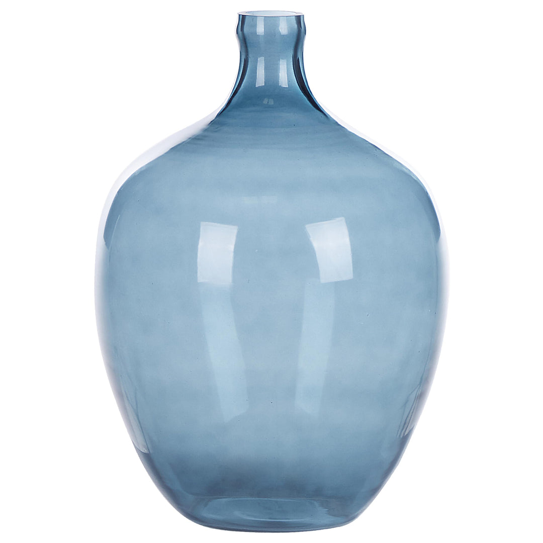 Runde Dekovase aus gefärbtem Glas handgefertigt blau 39 cm Roti