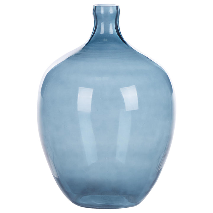 Runde Dekovase aus gefärbtem Glas handgefertigt blau 39 cm Roti