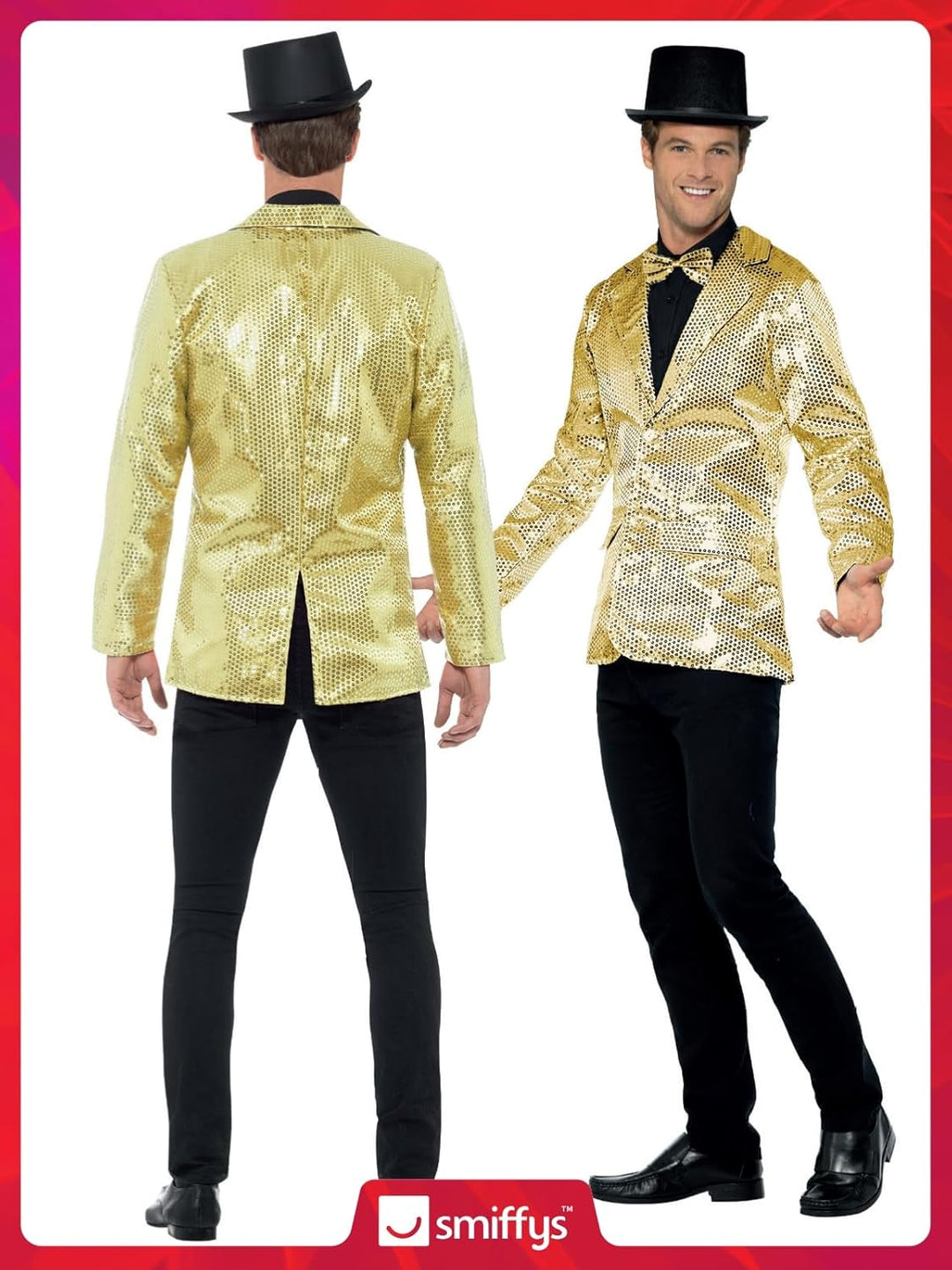 Smiffys, Herren Pailletten Jacke, Gold
