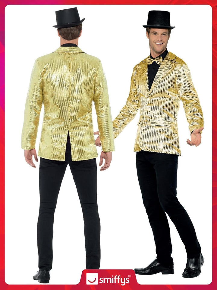 Smiffys, Herren Pailletten Jacke, Gold