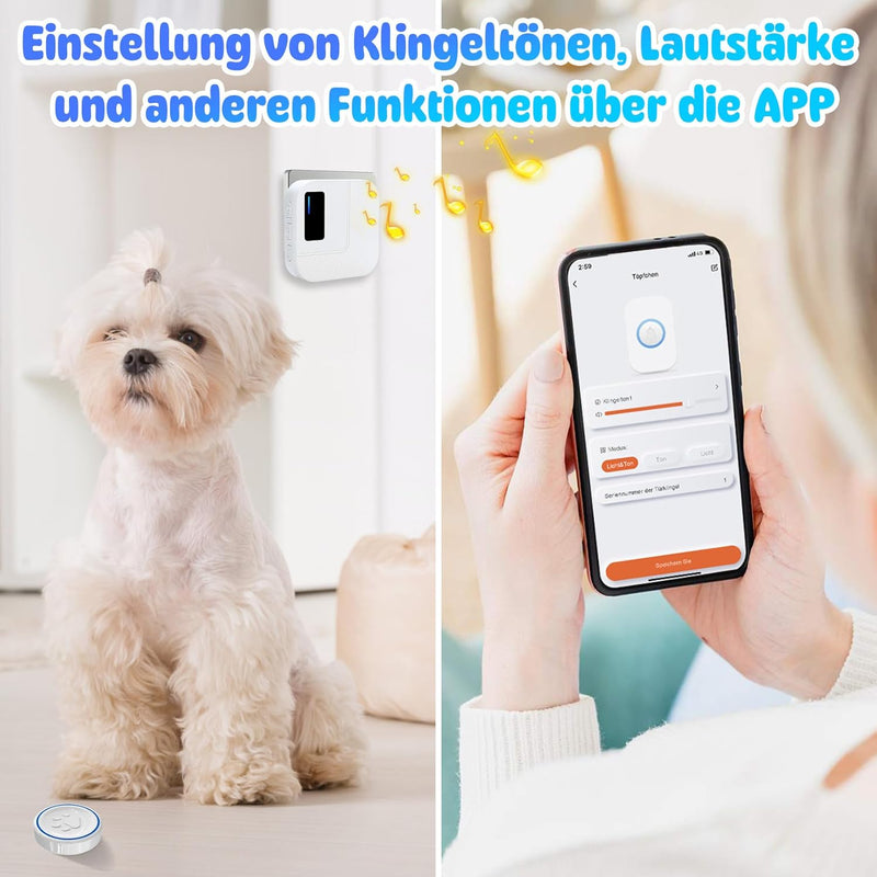 DAYTEE Daytech Katzenklingel/Hundetürklingel Auf Handy, WiFi Tuya Smart Katzenklingel, Berühren Auss