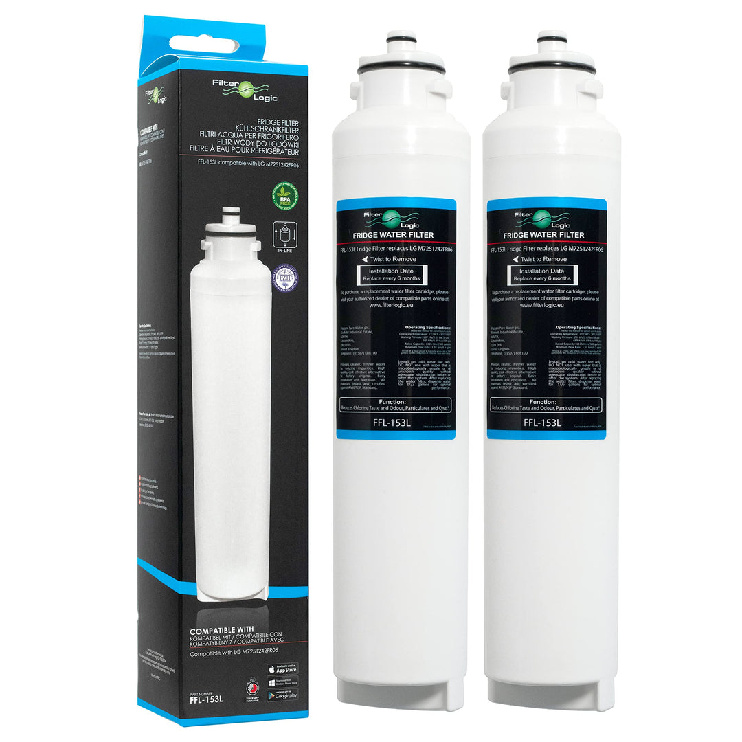 Filterlogic FFL-153L | 2x Wasserfilter kompatibel mit LG M7251242FR-06 Ultimate ADQ32617701 ADQ32617