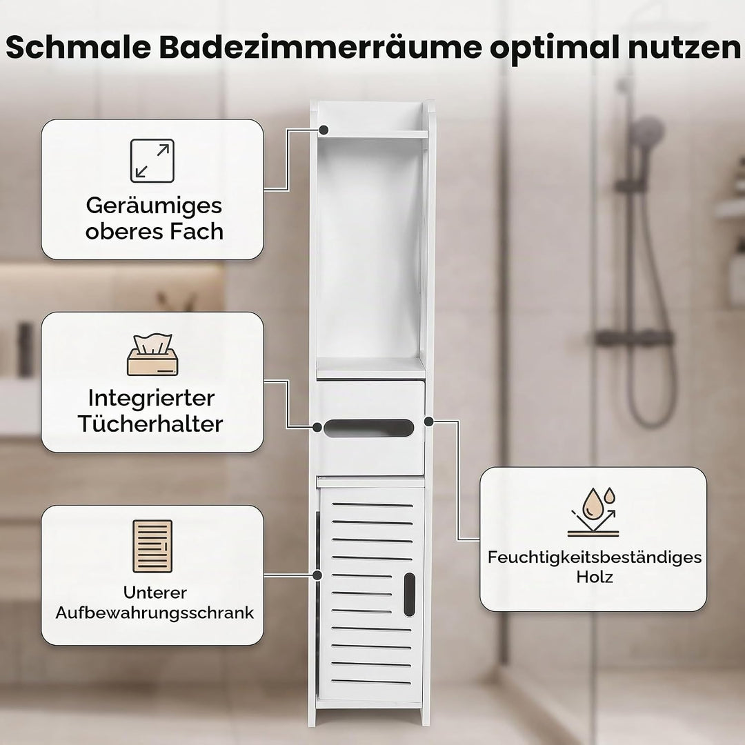 Ejoyous Schlanker Badezimmerschrank, Hoher Badezimmerschrank Boden Freistehend Eckschrank Schrank, f