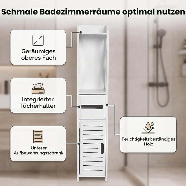 Ejoyous Schlanker Badezimmerschrank, Hoher Badezimmerschrank Boden Freistehend Eckschrank Schrank, f