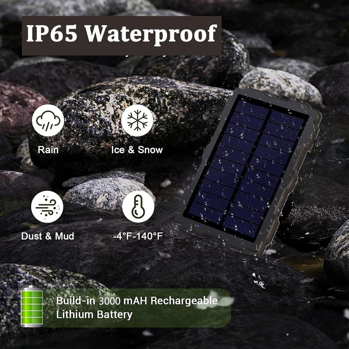 FunKind Solarpanel für Wildkamera DC 6V-12V 3000mAh Wiederaufladbarer Akku, Jagdzubehör für Wildtier