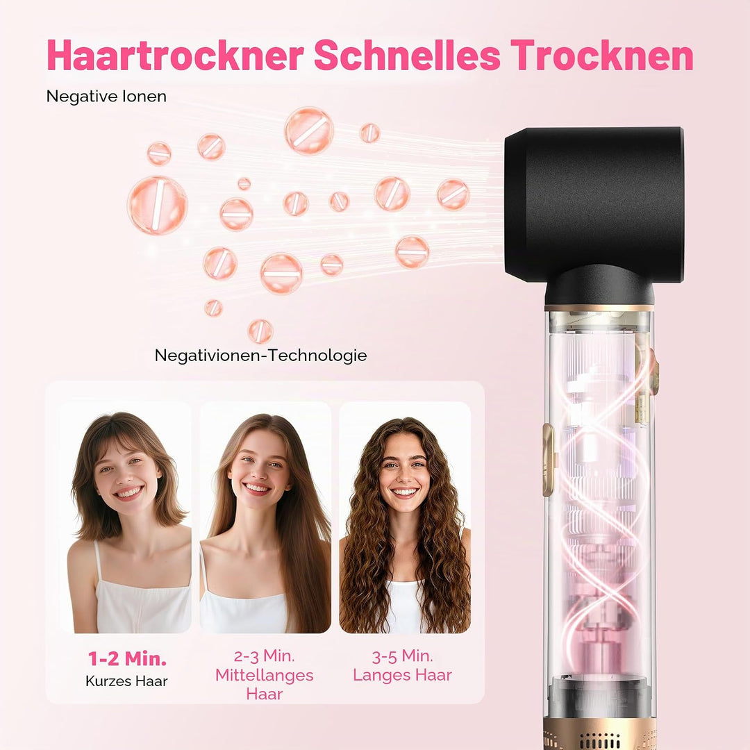 Atopskins 5 in 1 Hairstyler mit Lockenstab mit Luft Links/Rechts, 1000W Airstyler Hair Styler Set mi