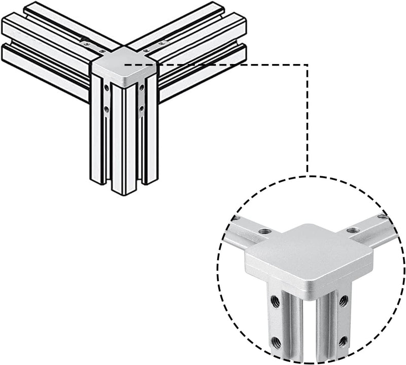 4er 3 Wege Aluprofil Eckverbinder Mit Schrauben, Eckhalterung Nut 6/8 Für Aluminium-Extrusionsprofil