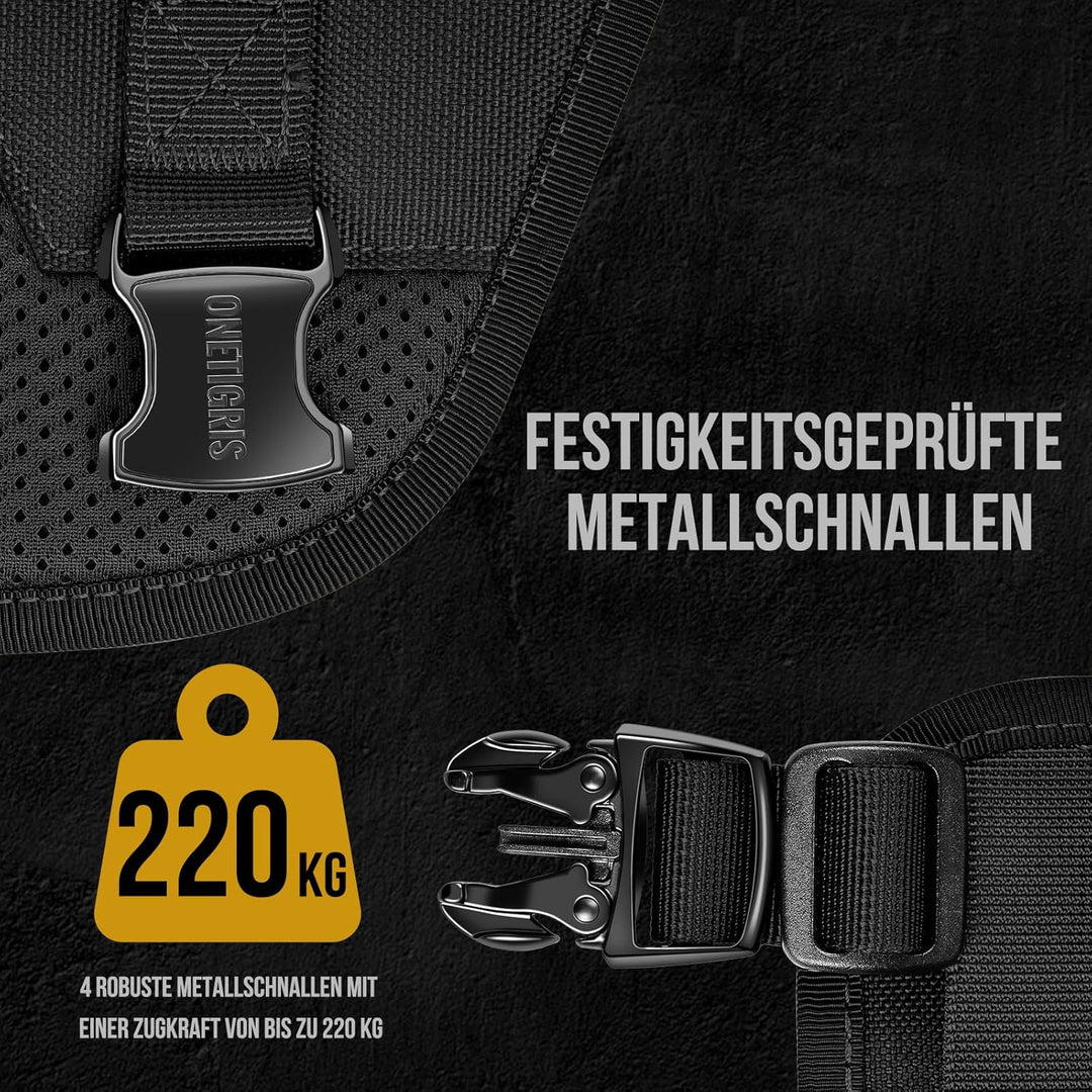OneTigris Hundegeschirr, Torpedo Taktisches Geschirr mit 4 Metallschnallen 3 Metall-D-Ringen 2 Griff