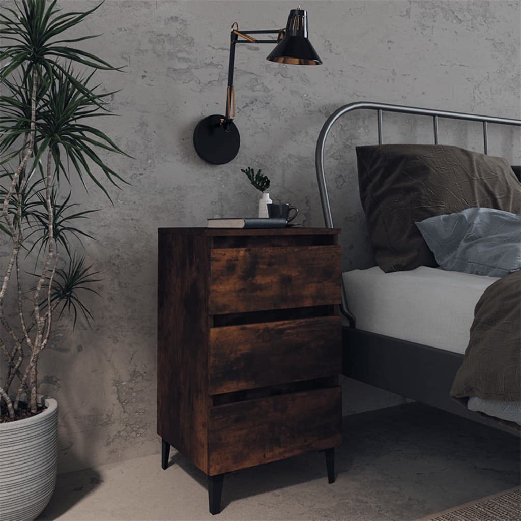 FIRBNUS Bedside Table Nachtkonsole Beistelltisch mit Stauraum Night Stand Nachttisch mit Metallbeine