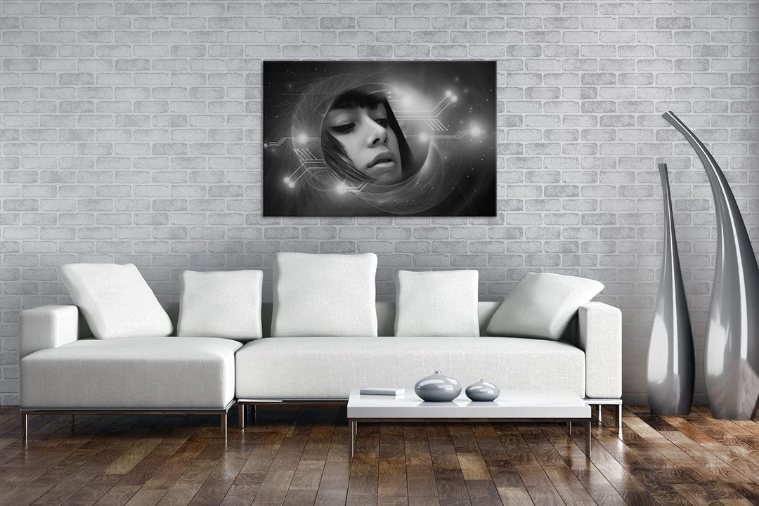 deyoli fantasievolle Science-Fiction Welt Format: 80x60 als Leinwand, Effekt: Schwarz&Weiss, Motiv f