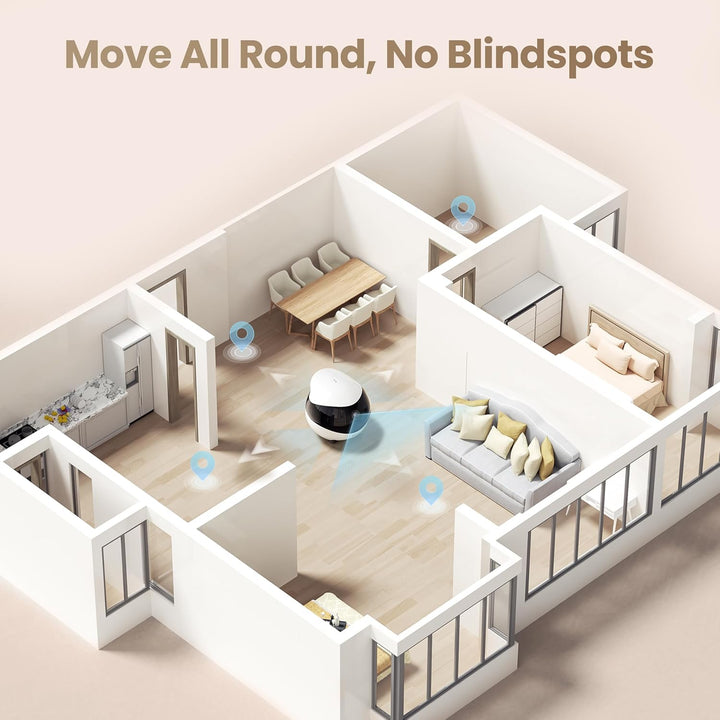 Enabot EBO Air 2 FamilyBot,Haustierkamera mit App,2K Mobiler Heimtierkameras mit Anpassbare Gesichts