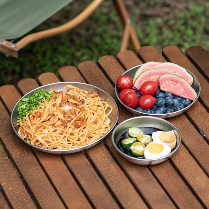 iBasingo Camping Titan Teller 18.5cm Servier Teller Party Ultraleichte Outdoor Picknick Metall Gesch