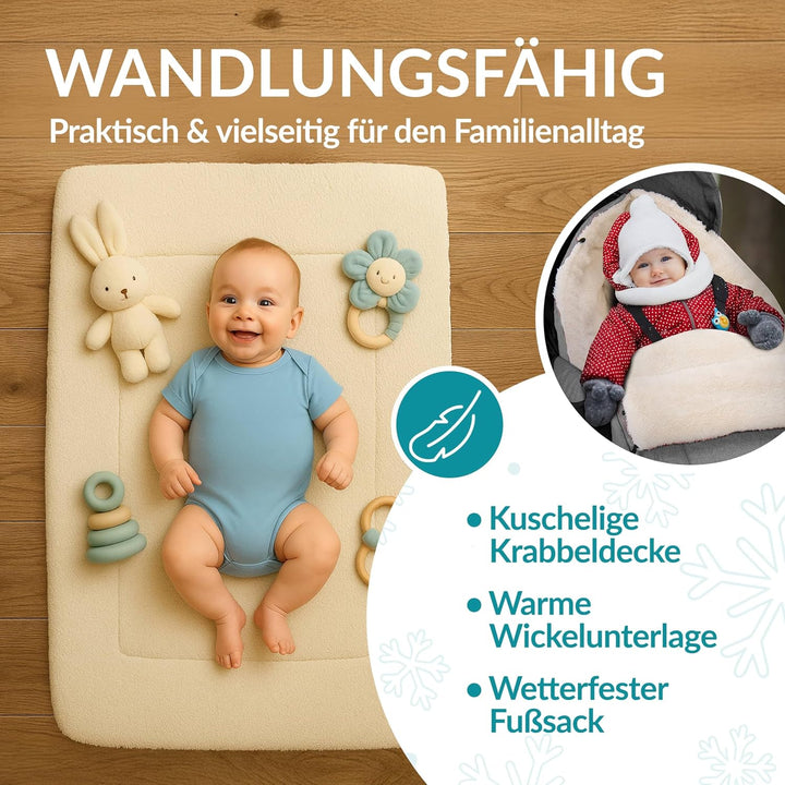 MONZANA® Baby Fusssack für Kinderwagen mit Handwärmer Winter Reflektoren Reissverschluss Tasche Wasc
