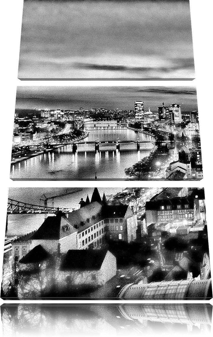 Pixxprint Frankfurt Skyline als Leinwandbild/Grösse: 3 Teilig (120x80) / Wandbild/Kunstdruck/fertig