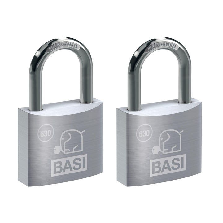 BASI | Vorhangschloss 2er Set | 40 mm | gleichschliessend | massives Aluminium-Gehäuse | gehärteter