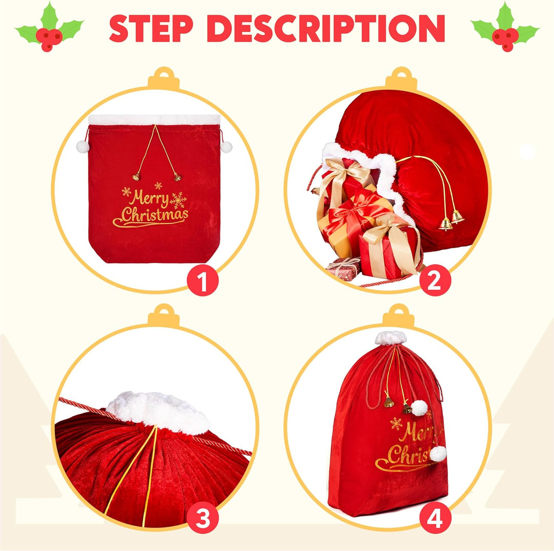 JOYIN Weihnachtsges sack 31" x 27", Weihnachtsmann-Sack mit Kordelzug für Indoor-Weihnachtsges-Dekor