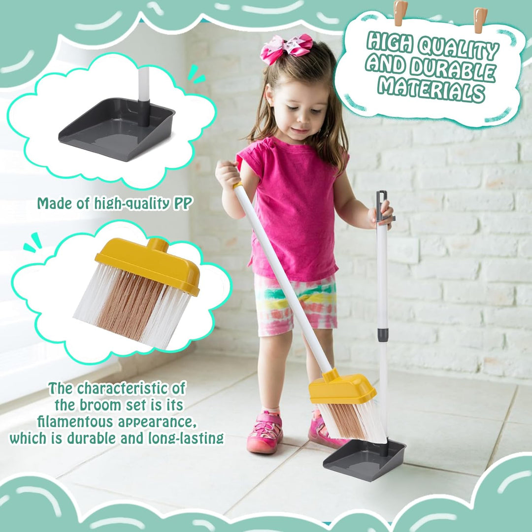 14 PCS Putzset für Kinder, Kinderstaubsauger, Kinderbesen Set Ab 2 Jahre, Putzset für Kinder Mit Sau