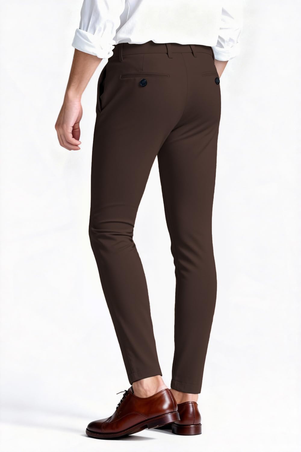 GINGTTO Herren Chino Hose Skinny Chinohose Casual mit Stretch Designer Hose Stoffhose 28W / 30L Brau