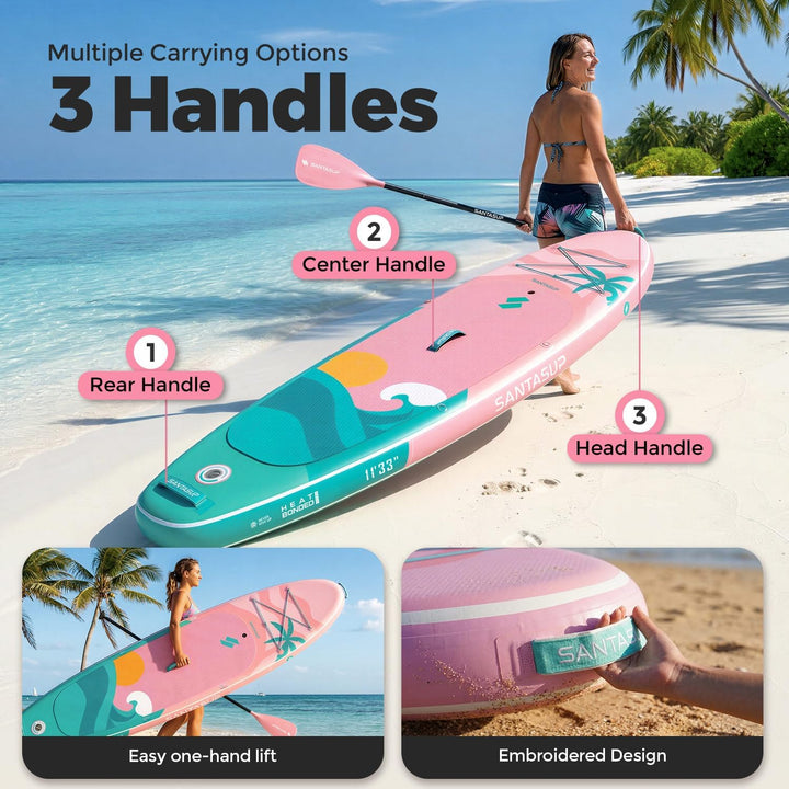 SantasupAufblasbares Stand Up Paddle Board 320/335cm Surfbrett SUP Komplettes Paddleboard Zubehör Ve
