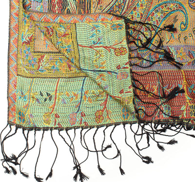 ufash Pashmina 100% Seidenschal aus Indien für Damen & Herren, Paisley Muster, 160 x 35 cm - Schal a