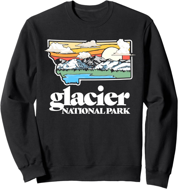 Vintage Glacier Montana Outdoors Retro Mountains & Nature Sweatshirt