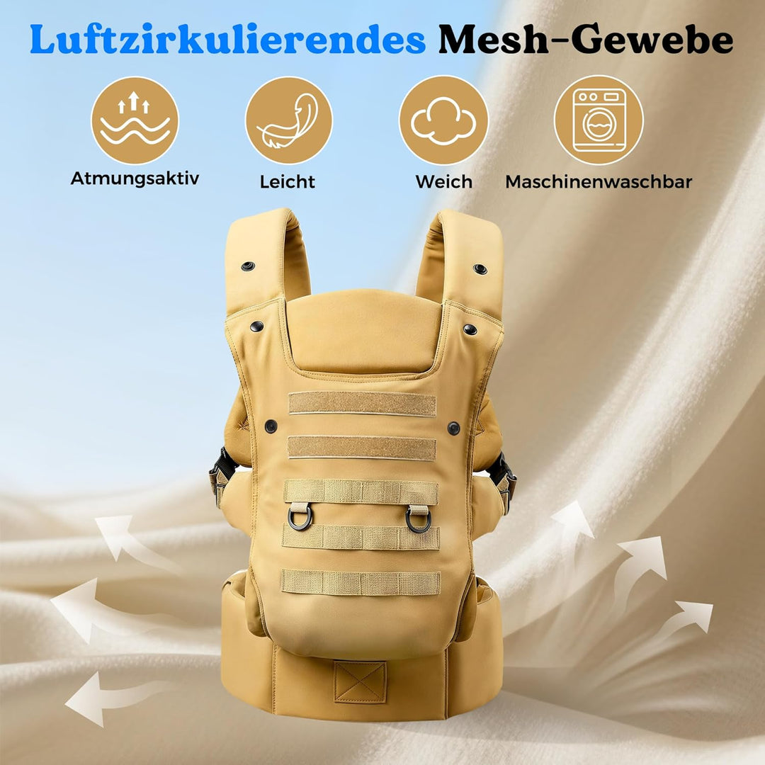 Babytrage für Papa, Ergonomische Baby Trage mit Hüftgesunde (4-36 Monate), 3-in-1 Baby Carrier für 3