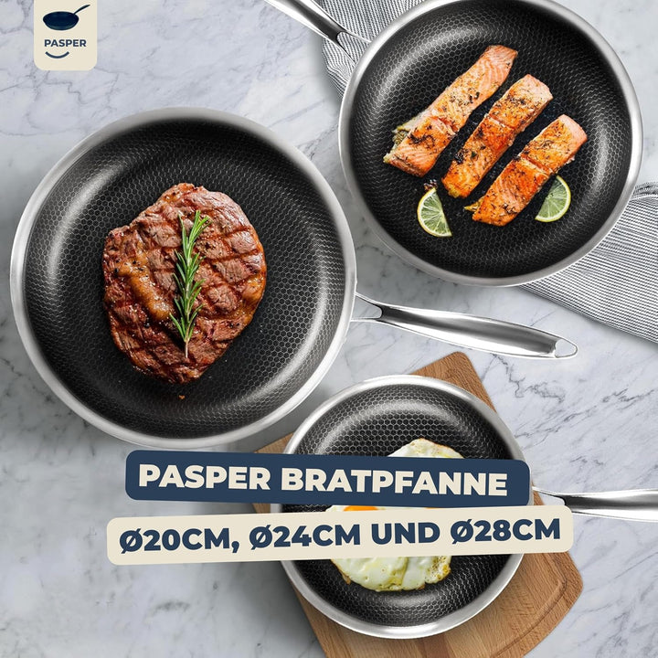Bratpfanne Ø 28 cm – PFAS-, PTFE- und PFOA-frei –Induktion, Elektro, Keramik, Gas & Backofen – Edels