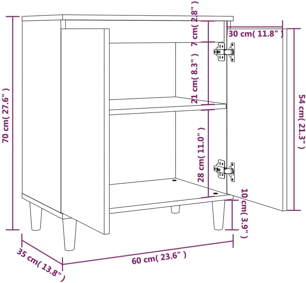 WIFESE Kommode Sideboard Räuchereiche 60x35x70 cm Holzwerkstoff KüChenschrank Komodenschrank Kommode