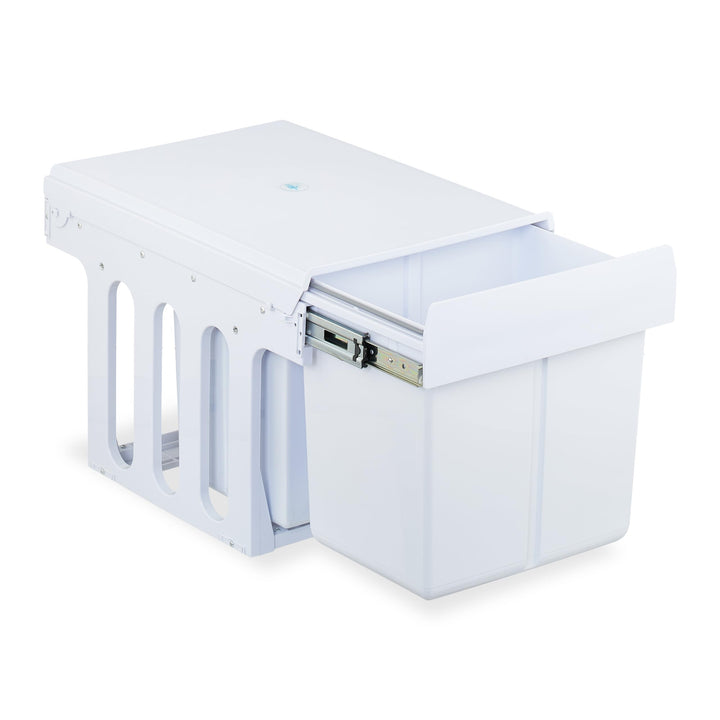 Relaxdays Einbaumülleimer, 3 Fächer, 15l & 8l, HBT: 35,1x34,3x48 cm, ausziehbar, Mülltrennsystem für