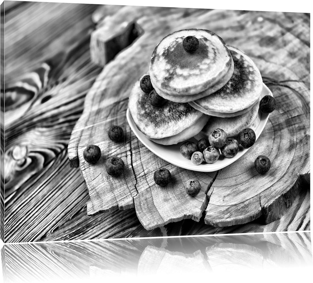 Pixxprint Pancakes mit Blaubeeren als Leinwandbild/Grösse: 100x70 cm/Wandbild/Kunstdruck/fertig besp