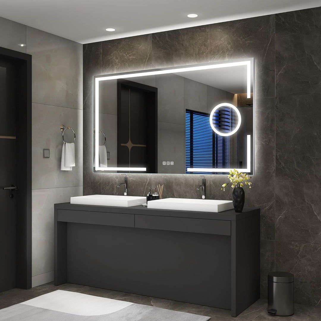 S'bagno 120x70cm Schminkspiegel mit Beleuchtung, Badspiegel mit Beleuchtung mit Berührungssensor/Dim
