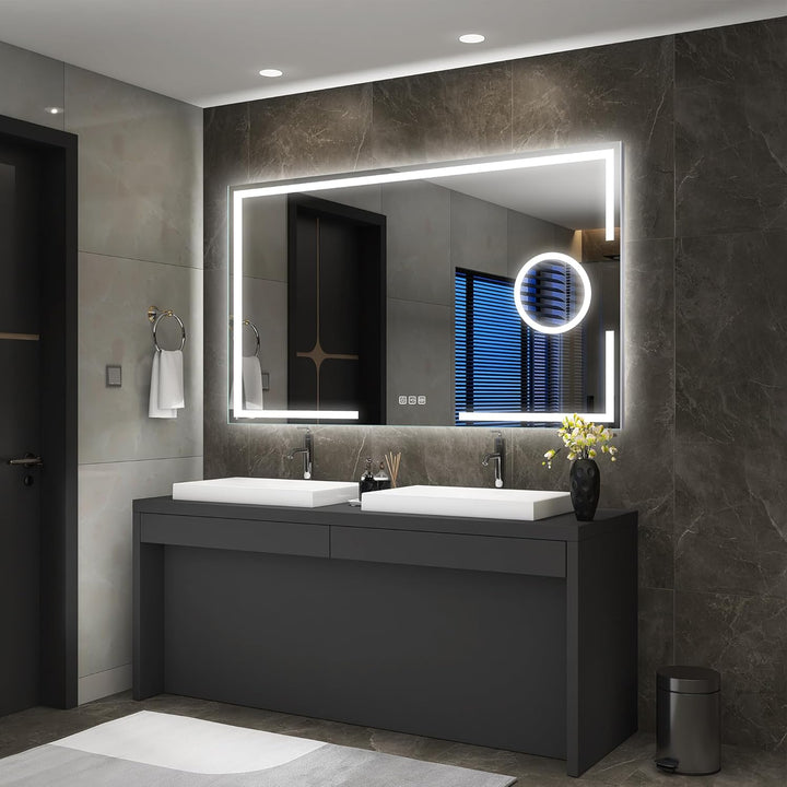 S'bagno 120x70cm Schminkspiegel mit Beleuchtung, Badspiegel mit Beleuchtung mit Berührungssensor/Dim