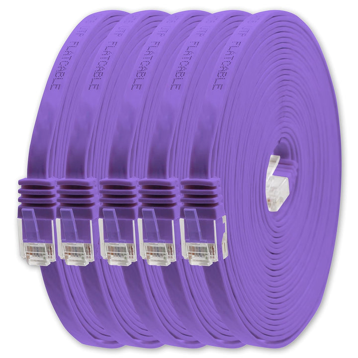 1aTTack.de 20m - violett - 5 Stück - Cat.6 Flaches Netzwerkkabel Cat6 Flachkabel Ultra Flach Cat.6 P