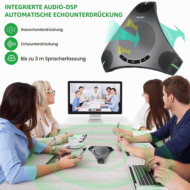 USB Konferenzlautsprecher mit Mikrofon für 8-10 Personen Geschäftstreffen, Konferenzmikrofon mit Sma