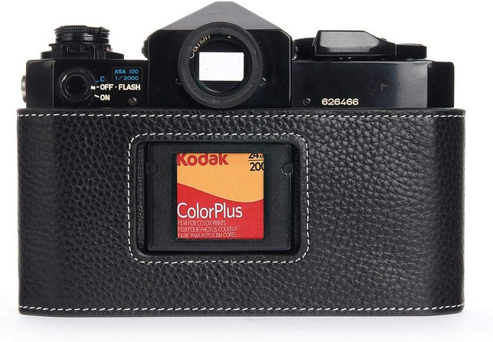 Handarbeit aus echtem echtem Leder halb Kamera Tasche Abdeckung für Canon F-1 (ohne Griff) schwarz F