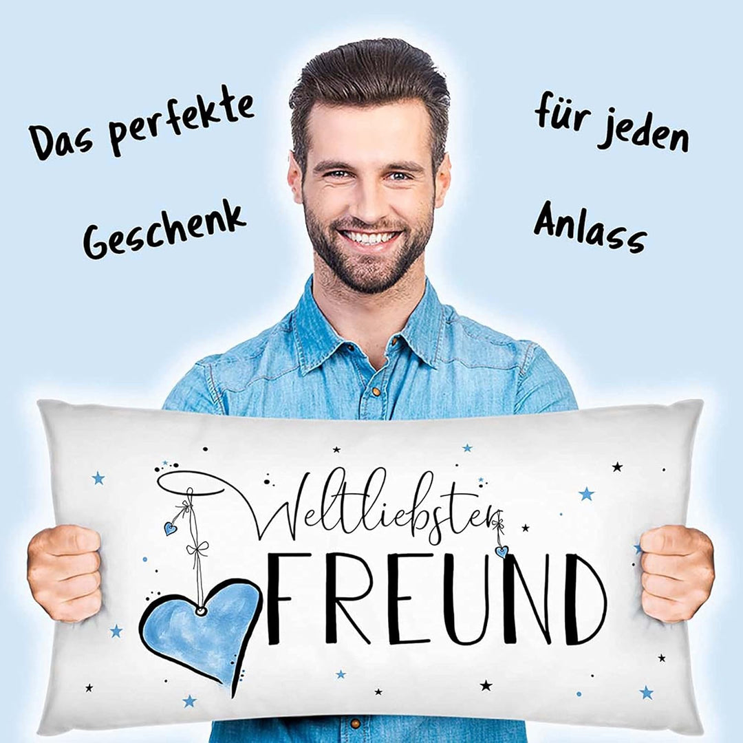 PR Print Royal XXL-Deko-Kissen mit Füllung - Weltliebster Freund - Geschenk für den besten Freund, G