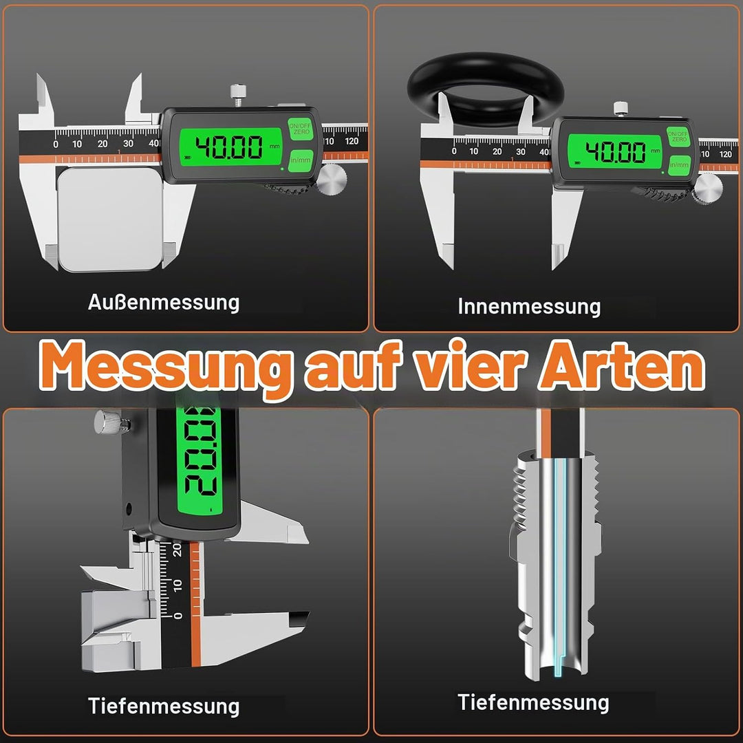 Preciva Digitaler Messschieber 150 mm, wiederaufladbar | Hintergrundbeleuchtet | Touchscreen-Digital