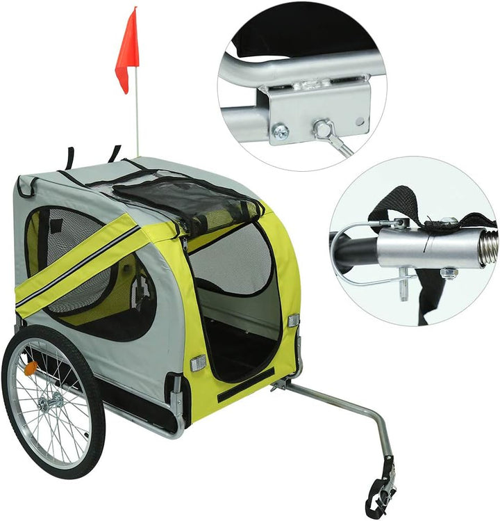 Fahrradanhänger, Fahrrad Anhänger für Hunde, Hundefahrradanhänger mit Reflektoren &amp; Lleine, Hundebug
