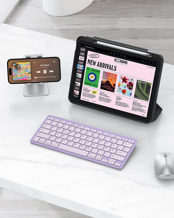 OMOTON deutsche Bluetooth Tastatur für iPad 10.9/10.2/9.7, Air 6/5/4/3, Pro 13/12.9/11/10.5 und iPho