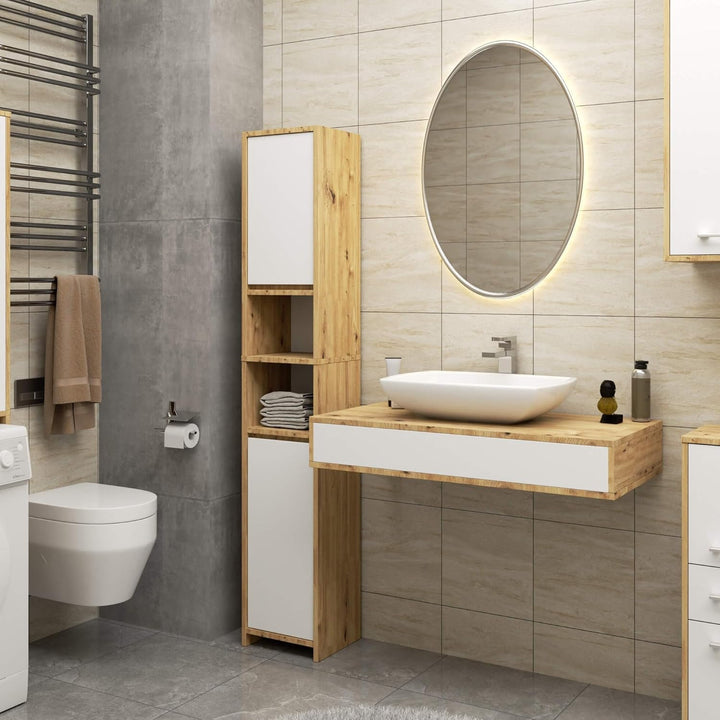 AKORD Stehender Badezimmerschrank schränke | Badezimmer kommode | FIN S30 eintürig | B30 x H82 x T30
