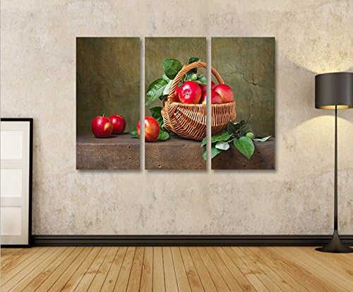 islandburner Bild Bilder auf Leinwand Obstkorb Äpfel Früchte Küche Obst 3p XXL Poster Leinwandbild W
