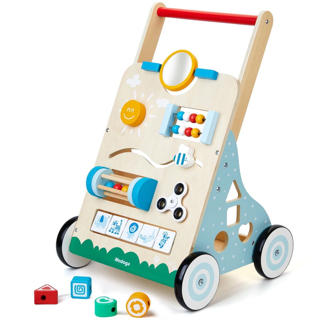 Lauflernwagen holz 10 in 1 Verwendung als Laufwagen Baby Lauflernhilfe Holz mit gummierten Holzräder