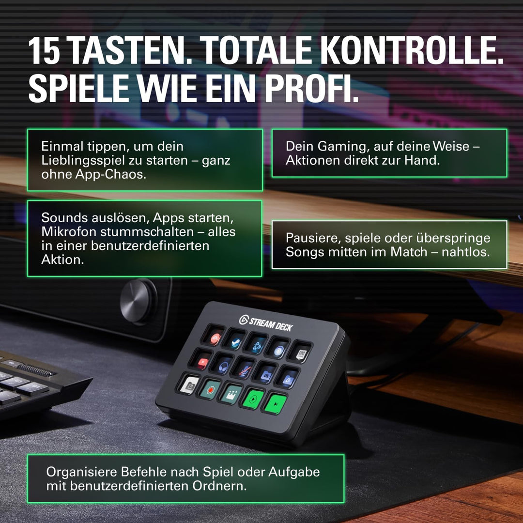 Elgato Stream Deck MK.2 – Studio-Controller, 15 Makrotasten, auslösen von Aktion in Apps und Softwar