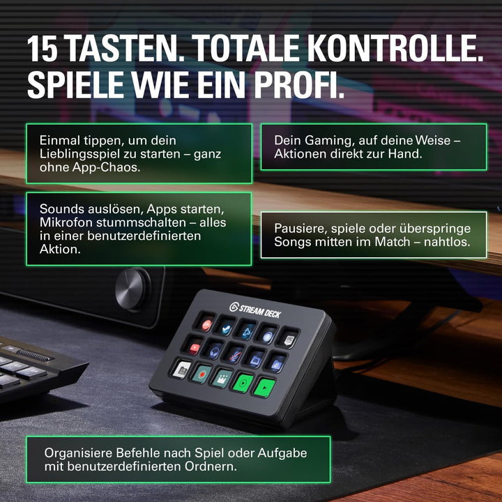 Elgato Stream Deck MK.2 – Studio-Controller, 15 Makrotasten, auslösen von Aktion in Apps und Softwar