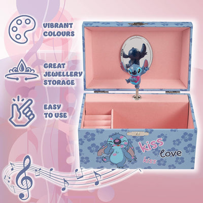 Disney Stitch Schmuckkästchen Mädchen Spieluhr Musikalische Schmuckschatulle für Kinder und Damen