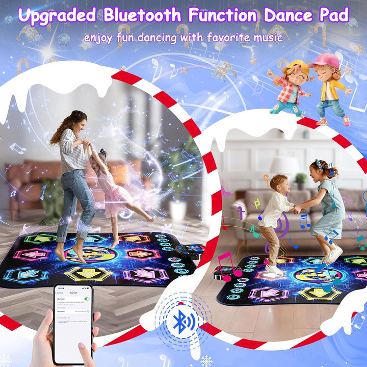 Tanzmatte für Kinder ab 3-12 Jahre, 2025 Musikmatte mit 8 LED-Lichtern&Bluetooth,Tanzmatte für mädch