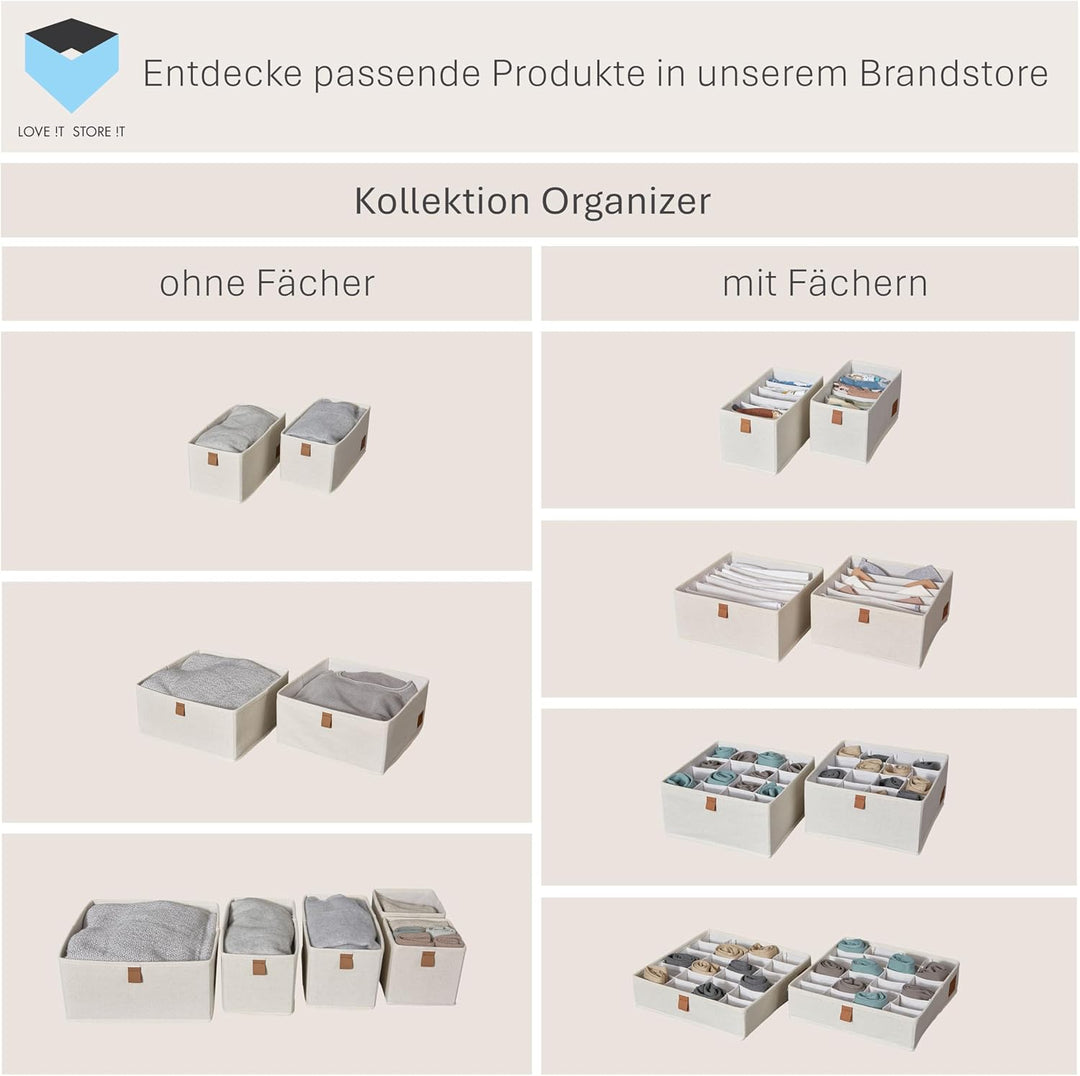 LOVE IT STORE IT - Premium - 3er Set Schrank Organizer aus Leinen - Schubladen Organizer für Kleider