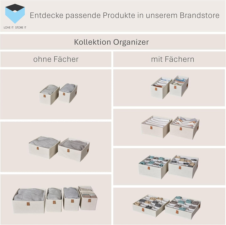 LOVE IT STORE IT - Premium - 3er Set Schrank Organizer aus Leinen - Schubladen Organizer für Kleider