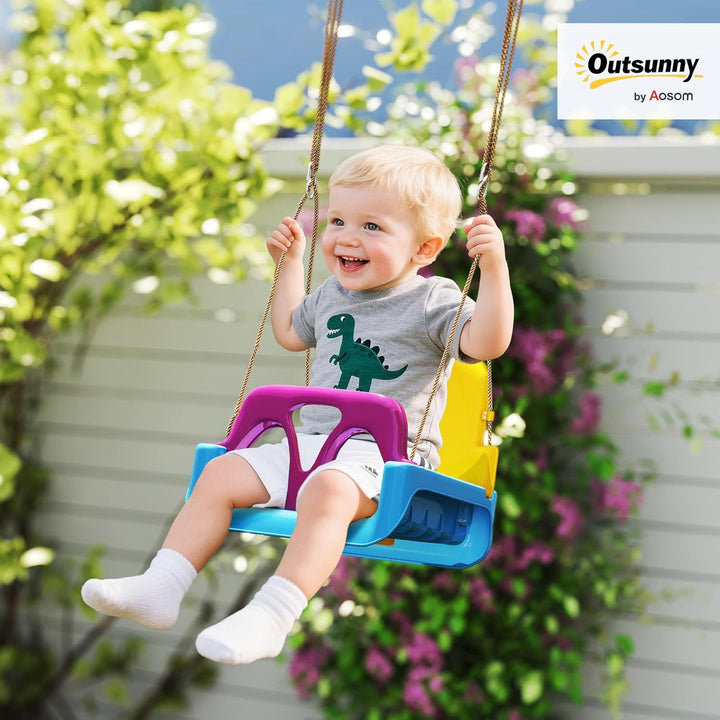 Outsunny Babyschaukel Outdoor 3-in-1, Kinderschaukel mit verstellbarem Seil, 120-180 cm höhenverstel