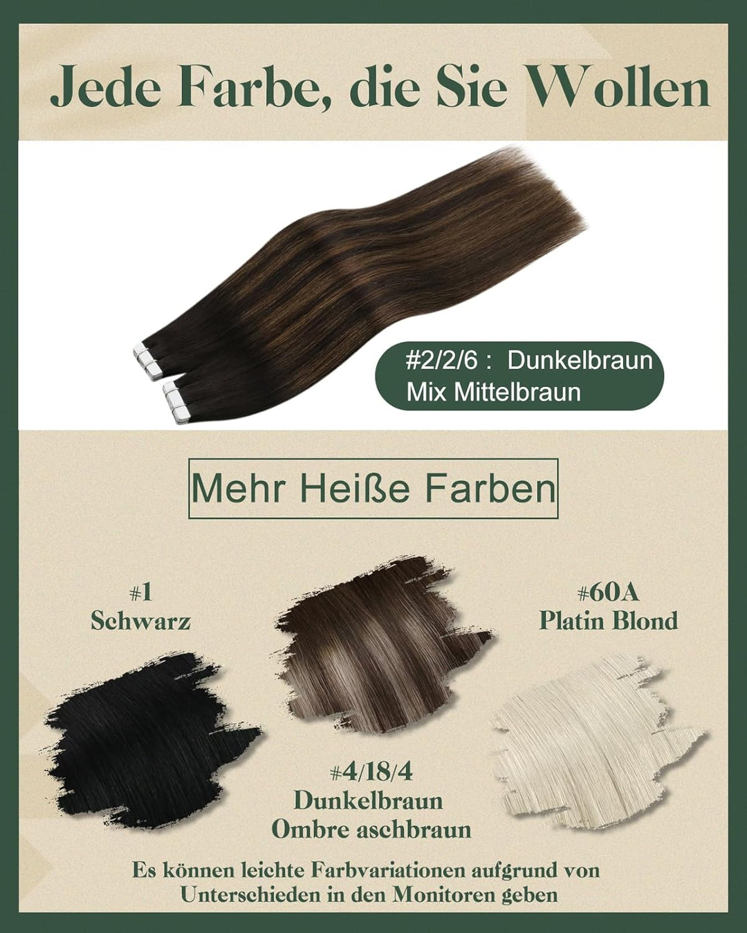 Ugeat Echthaar Extensions Tape Braun Balayage Echthaar Tape in Extensions Dunkelbraun Balayage Remy